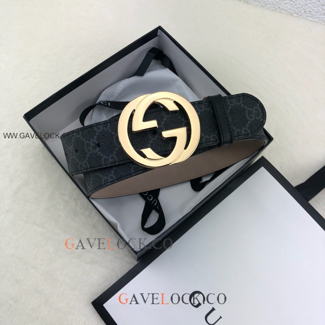 Gucci Leather Belt Classic Two Tone PVC Monogram GG Buckle